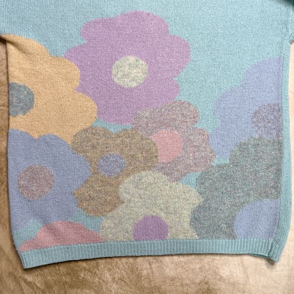 Vintage 80s Renee Tener For Jeanne Pierre Pop Art Floral Daisy Print Sweater - Picture 2 of 5
